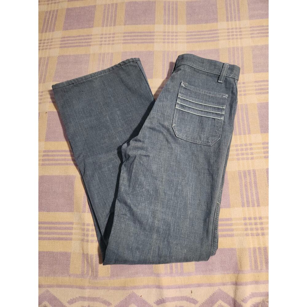 RARE vintage 70s red snap bell bottom Wide Leg flare jeans size 30 X 32 Design